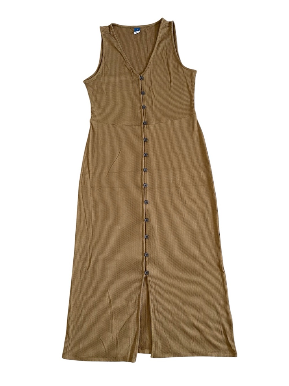 Sleeveless Button-Front Maxi Dress in Olive Brown - Picture 6 of 7